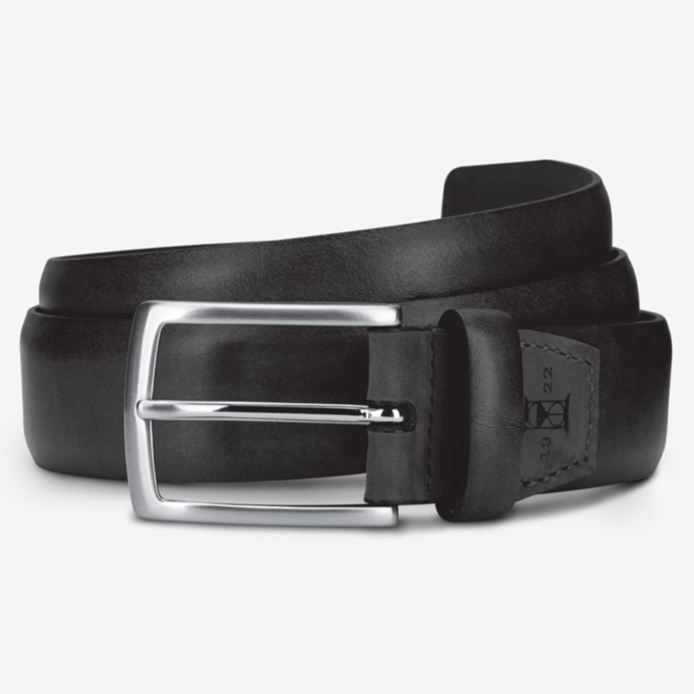 Dark Brown Leather Belt with Silver Buckle Size 40